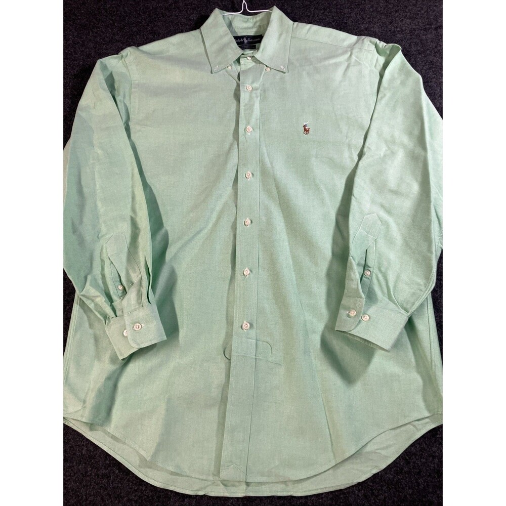 VTG Ralph Lauren Yarmouth Mint Green Oxford Dress Shirt Mens 15.5 32/33 OCBD